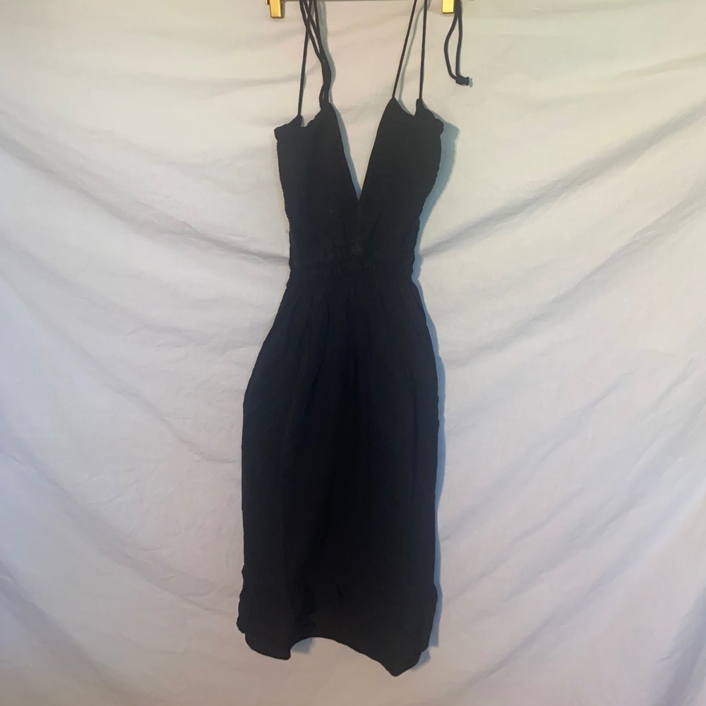Seaspice Resort Wear Black Crochet V-Neck Smocked Midi Dress NW1020 XXL NEW
